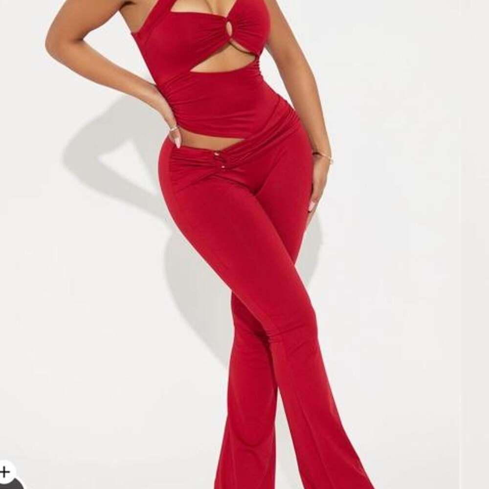 Fashion Nova Women's Red Jumpsuit